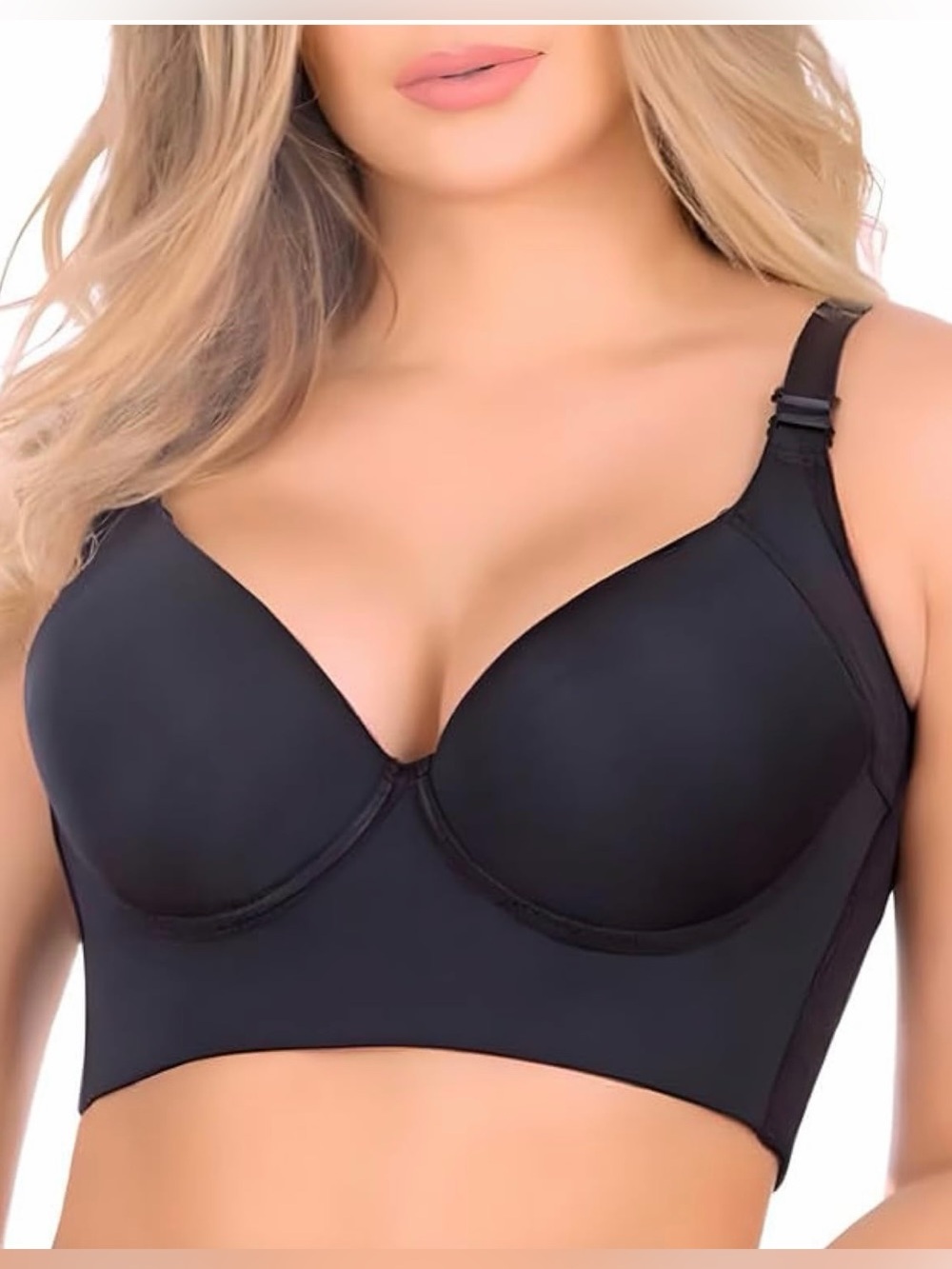 Filifit Black Shapewear Full Back Smoothing Push Up Bra 46D